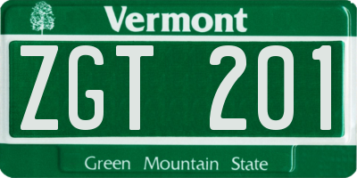 VT license plate ZGT201