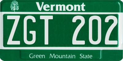 VT license plate ZGT202