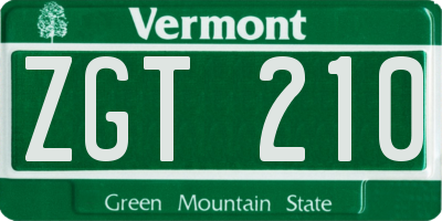 VT license plate ZGT210