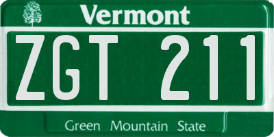 VT license plate ZGT211