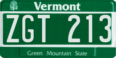 VT license plate ZGT213