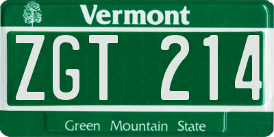 VT license plate ZGT214