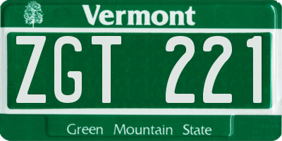 VT license plate ZGT221