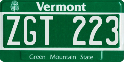 VT license plate ZGT223