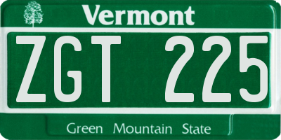 VT license plate ZGT225