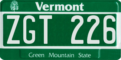 VT license plate ZGT226
