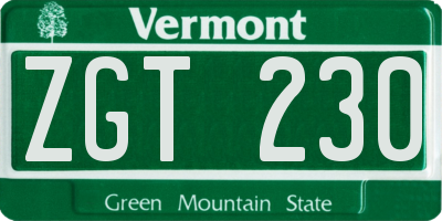 VT license plate ZGT230