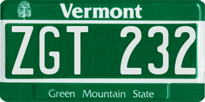 VT license plate ZGT232