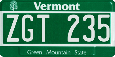 VT license plate ZGT235