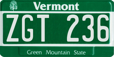 VT license plate ZGT236