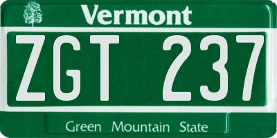 VT license plate ZGT237