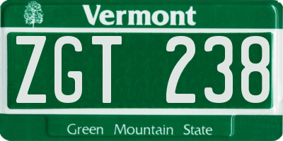 VT license plate ZGT238