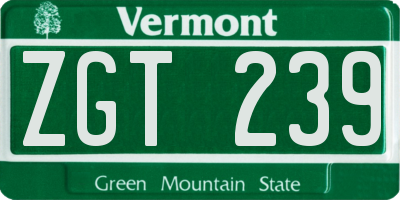 VT license plate ZGT239