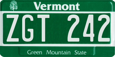 VT license plate ZGT242