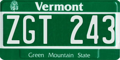 VT license plate ZGT243