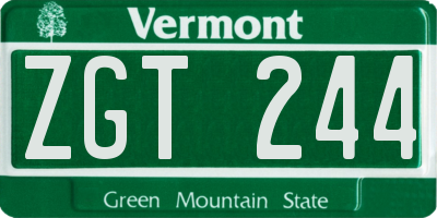 VT license plate ZGT244