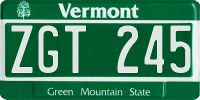 VT license plate ZGT245