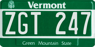 VT license plate ZGT247