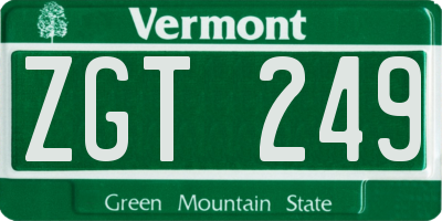 VT license plate ZGT249