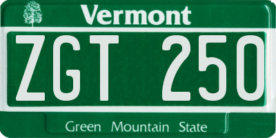 VT license plate ZGT250