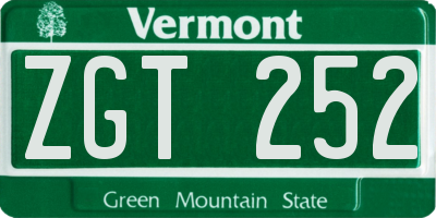 VT license plate ZGT252