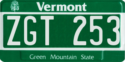 VT license plate ZGT253