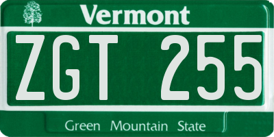 VT license plate ZGT255