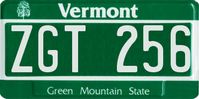 VT license plate ZGT256