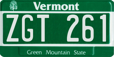 VT license plate ZGT261