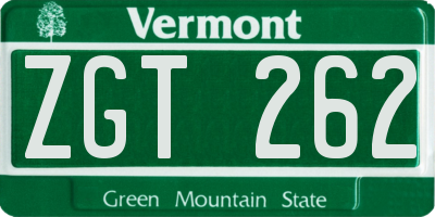 VT license plate ZGT262