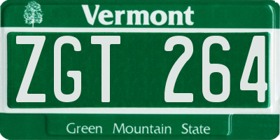 VT license plate ZGT264