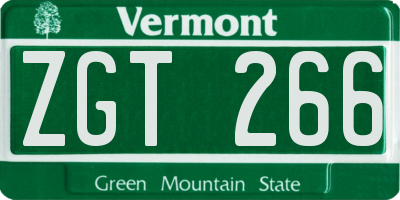 VT license plate ZGT266