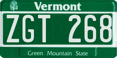 VT license plate ZGT268
