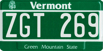 VT license plate ZGT269