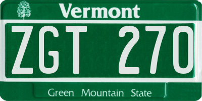 VT license plate ZGT270