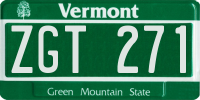 VT license plate ZGT271