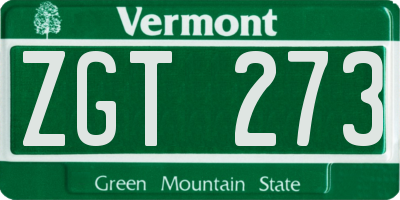 VT license plate ZGT273