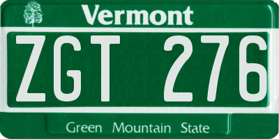 VT license plate ZGT276