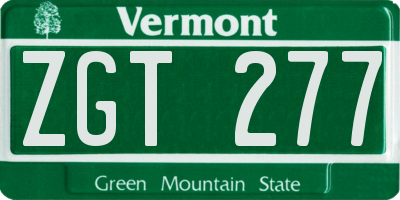 VT license plate ZGT277