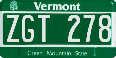 VT license plate ZGT278