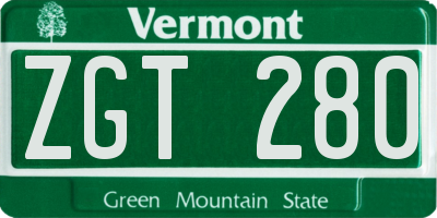 VT license plate ZGT280