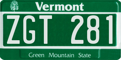 VT license plate ZGT281