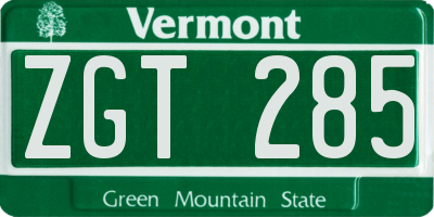VT license plate ZGT285