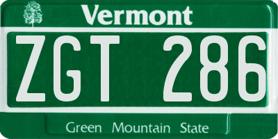 VT license plate ZGT286