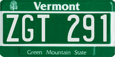 VT license plate ZGT291