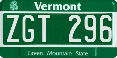 VT license plate ZGT296