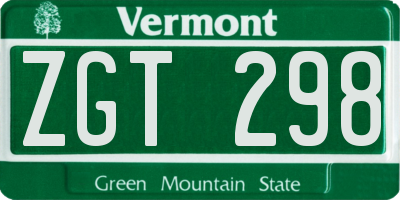 VT license plate ZGT298