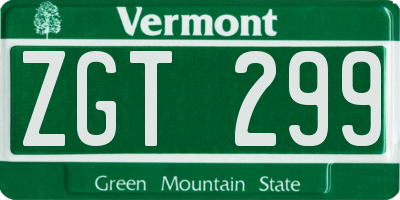 VT license plate ZGT299