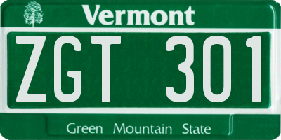 VT license plate ZGT301