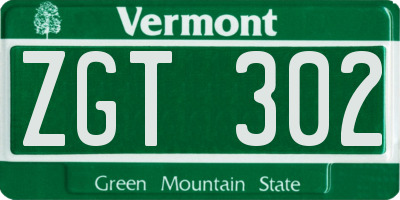 VT license plate ZGT302